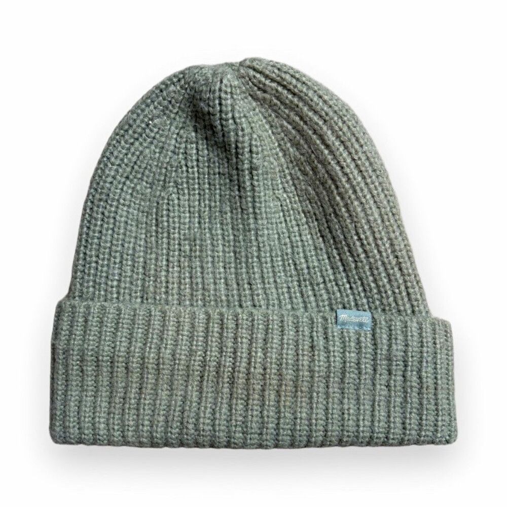 Madewell Cuffed Ribbed Knit Beanie Hat Sage Green One Size
